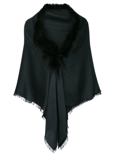 Fendi Touch Of Fur Shawl In F0qa1 Black