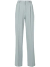 Theory Stretch Pleated High Waist Trousers In Grey