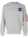 Alpha Industries Nasa Sweatshirt In Light Grey
