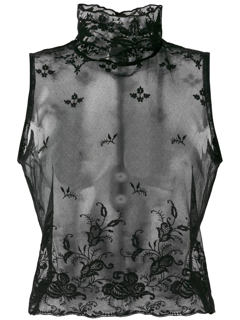 black sheer high neck top