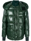 Moncler Hooded Down Jacket In Green