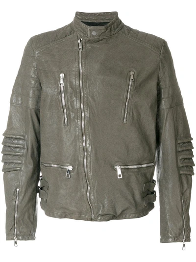 Neil Barrett Distressed Leather Jacket - Green