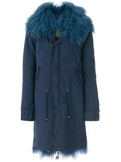 Mr & Mrs Italy Trimmed Hood Midi Parka - Blue