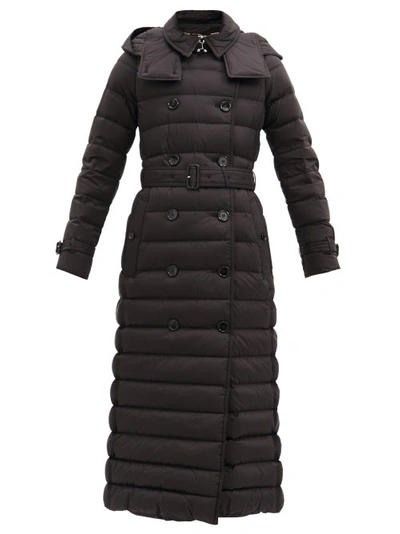 Burberry + Net Sustain Belted Hooded Quilted Shell Down Coat In Black