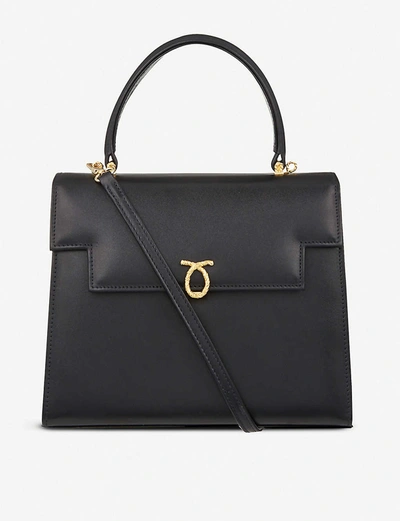 Launer Traviata Leather Tote Bag In Black