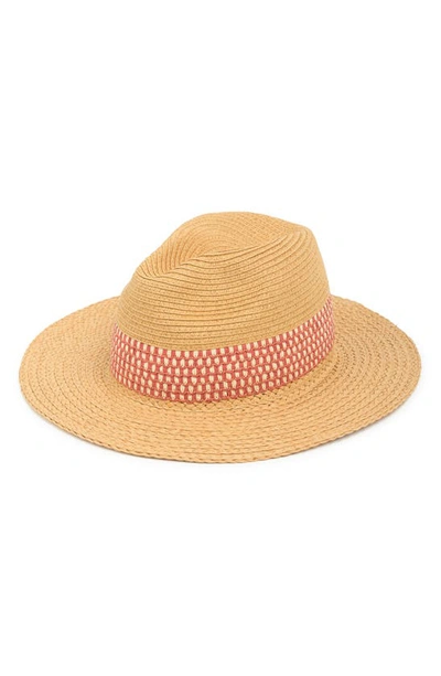 Sole Society Contrast Trim Straw Fedora In Pastel Red