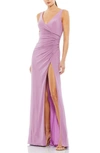 Mac Duggal Ruched Jersey Gown In Lilac