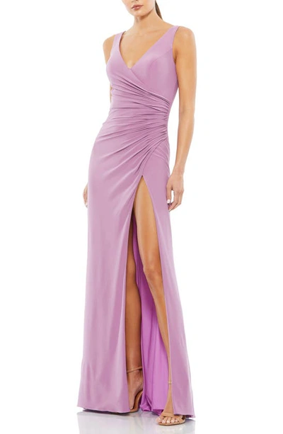 Mac Duggal Ruched Jersey Gown In Lilac