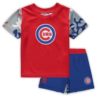 Outerstuff Kids' Newborn & Infant Royal/red Chicago Cubs Pinch Hitter T-shirt & Shorts Set