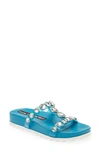 Karl Lagerfeld Belinda Embellished Clear Slide Sandal In Blue
