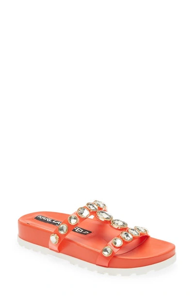 Karl Lagerfeld Belinda Embellished Clear Slide Sandal In Orange