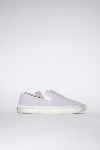 Acne Studios Purple Canvas Slip-on Sneakers In Pale Purple,off White