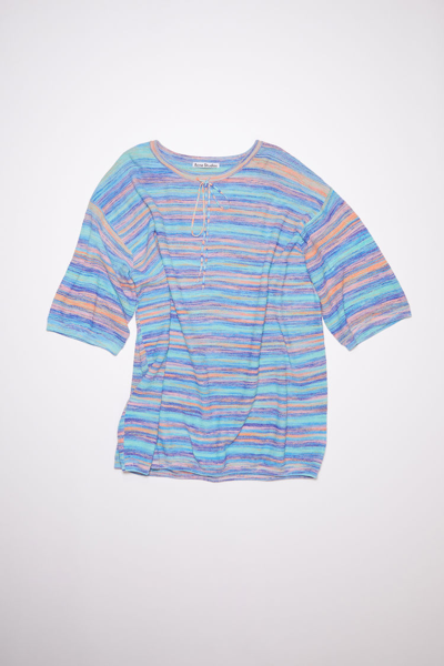 Acne Studios Striped T-shirt In Cornflower Blue,multi