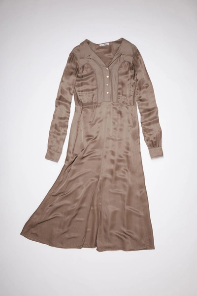 Acne Studios Long Sleeve Dress In Mink Brown