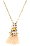 Olivia Welles Vianna Tassel Necklace In Gold / Peach