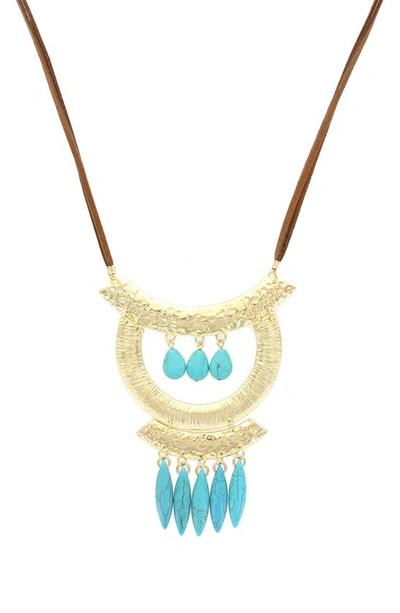 Olivia Welles Chynna Bold Necklace In Gold / Turquoise