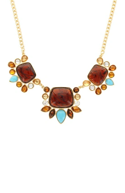 Olivia Welles Cushion Trio Necklace In Gold / Brown