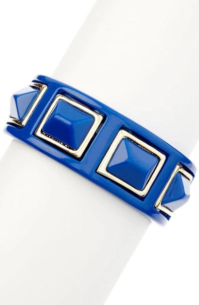 Olivia Welles Pyramid Stone Cut Bracelet In Gold / Blue