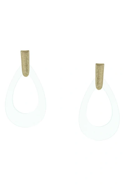 Olivia Welles Susie Resin Teardrop Earrings In Worn Gold / Clear