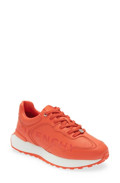 Givenchy Men's Giv Runner Leather Low-top Logo Sneakers In Orange