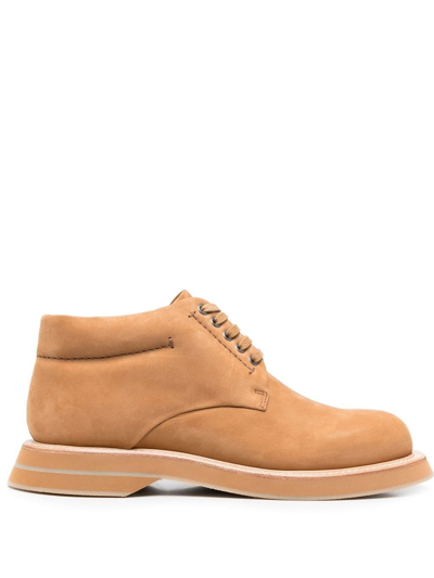 Jacquemus Brown 'les Chaussures Bricolo' Lace-up Work Boots In Light Brown