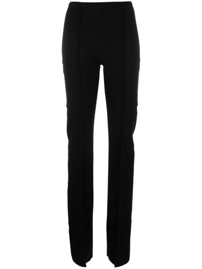 Mach & Mach Black Flared Stretch-knit Trousers