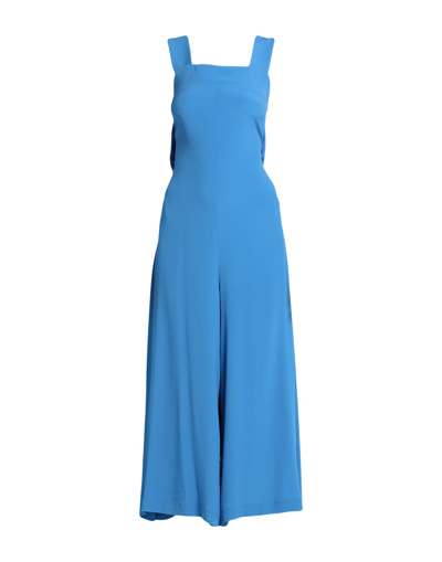 Semicouture Draped-detailing Wide-leg Jumpsuit In Blue