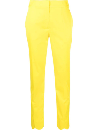 Moschino Two-pocket Cotton-blend Tailored Trousers In Yellow