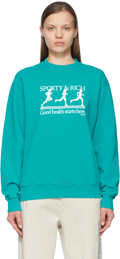 Sporty And Rich Logo-print Sweatshirt In Light Blue