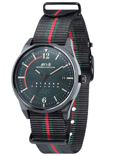 Avi-8 Red And Black Hawker Hurricane Watch In Red/blk