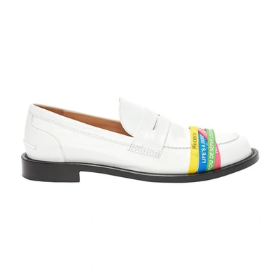 Jw Anderson Elasticated-straps Leather Loafers In White