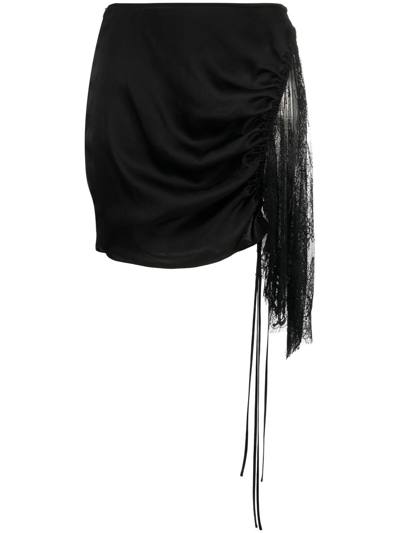 Ac9 Ruched Detail Asymmetric Skirt In Black