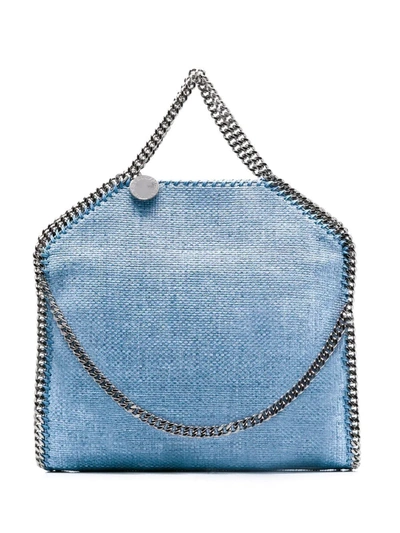 Stella Mccartney Blue Falabella Small Raffia Tote Bag In Blau | ModeSens