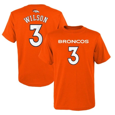 Outerstuff Kids' Big Boys Russell Wilson Orange Denver Broncos Mainliner Player Name And Number T-shirt