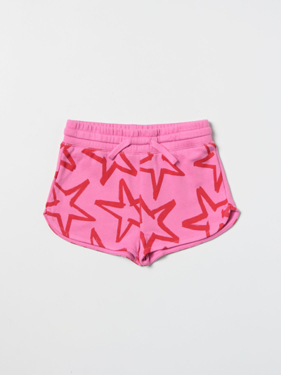Stella Mccartney Kids Fuchsia Sports Shorts With Red Stars In Pink