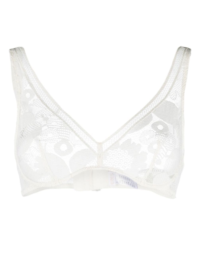 Eres Vertige Lace-trimmed Embroidered Stretch-tulle Underwired Triangle Bra In Silk