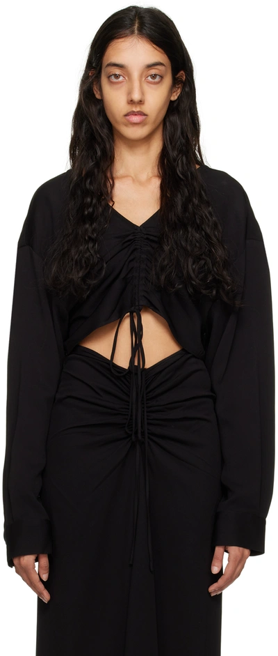 Christopher Esber Ruched Crop Shirt In Black