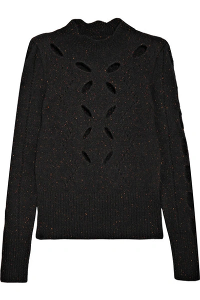 Isabel Marant Elea Cut-out Speckled Ribbed-knit Top In Black