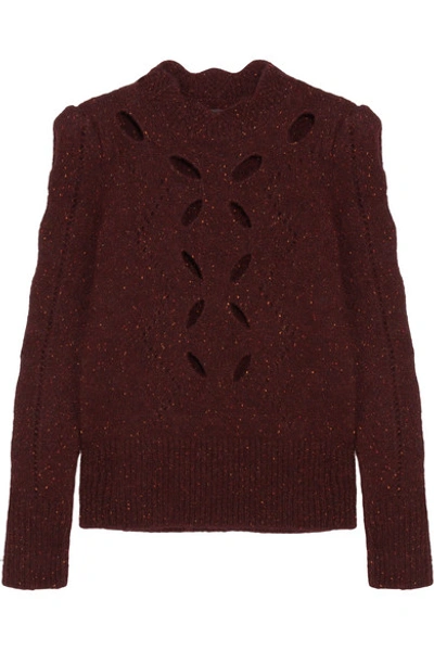 Isabel Marant Woman Cutout Knitted Sweater Burgundy