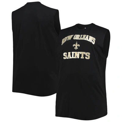 Profile Men's Black New Orleans Saints Big And Tall Muscle Tank Top