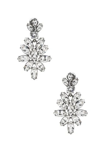 Oscar De La Renta Navette Crystal Earrings In Crystal & Silver