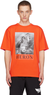 Heron Preston Heron Print Crew Neck T-shirt In Orange