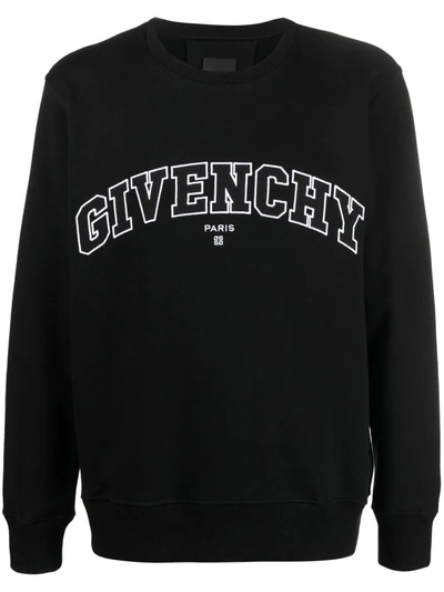 Givenchy College Logo-embroidered Cotton-jersey Sweatshirt In Black