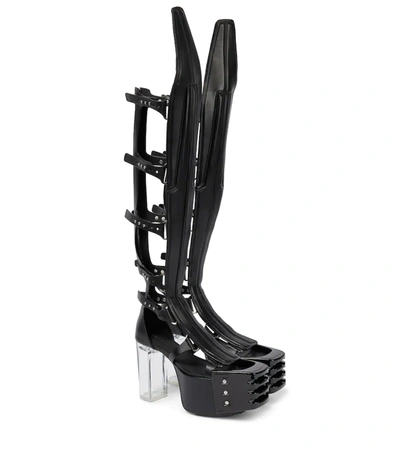 Rick Owens Spartan Waders Platform Knee-high Boots In Black