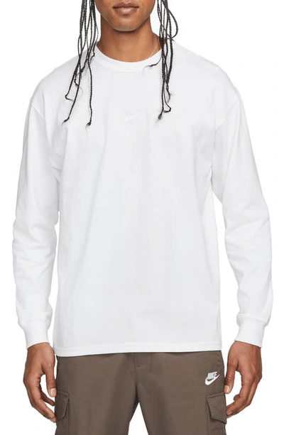 Nike Premium Essentials Logo-embroidered Cotton-jersey T-shirt In White/white