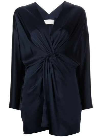 Michelle Mason Twist-detail Silk Dress In Blue