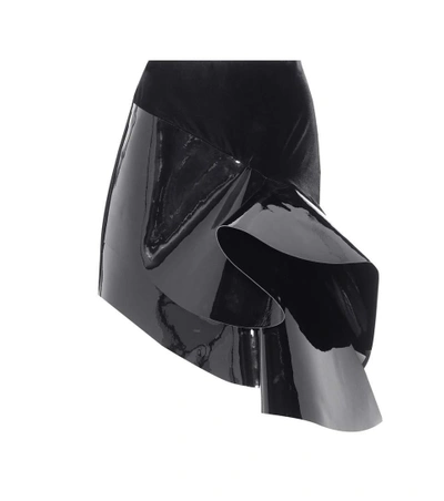 Saint Laurent Leather-trimmed Miniskirt In Black