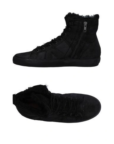 Leather Crown Sneakers In Black