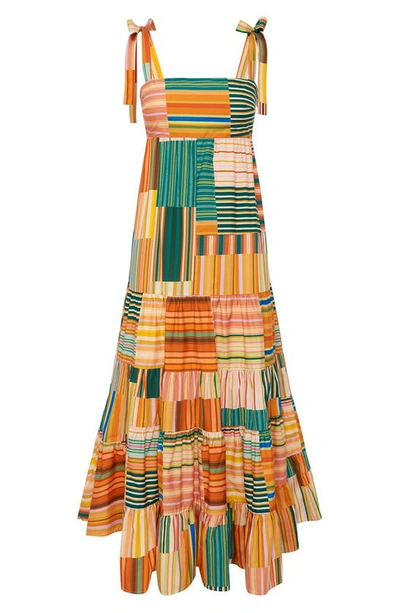 Alemais Sloane Tiered Organic Cotton-poplin Midi Dress In Multi
