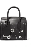 Alexander Mcqueen Heroine Small Embellished Leather Tote In Black